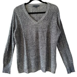 Brooks Brothers 346 Men’s Medium Linen Cotton V Neck Sweater Blue White Knit